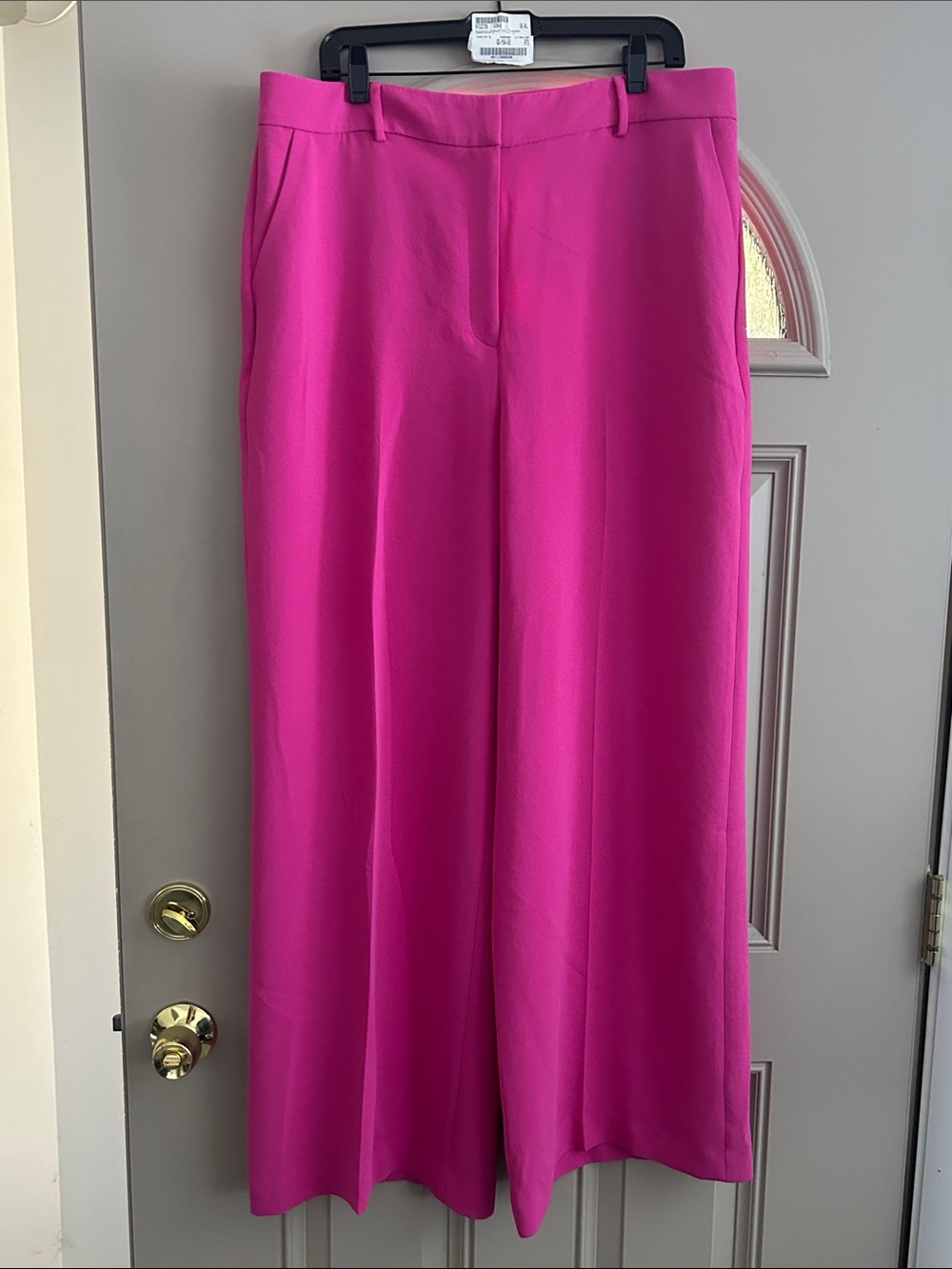 Donna Karan Darker Pink Above Natural Waist Wide-Leg Full Length Trouser Pants